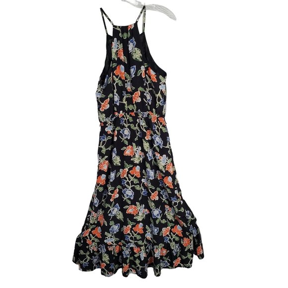 Joie Sz M Dress Deme Silk Chiffon Faux Wrap Hi Lo Flowing Midi Ruffle Hem Floral - Picture 3 of 11